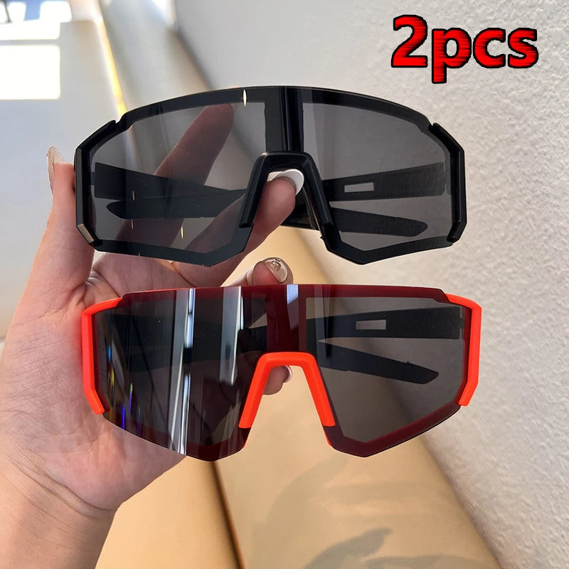 Hiking 2Pcs Cycling anti Light Glasses Men Women UV400 Sandproof Eye Protector Shades Outdoor Sports Goggle anti Radiation Lens