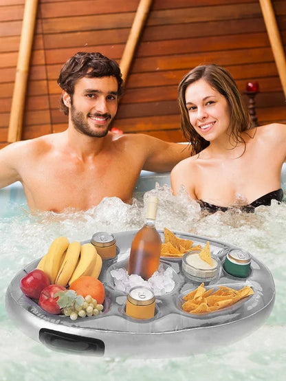 Summer Party Bucket Cup Holder Iatable Pool Float Beer Drink Cooler Table Bar Tray Portable Beach Swimming Ring Accessories