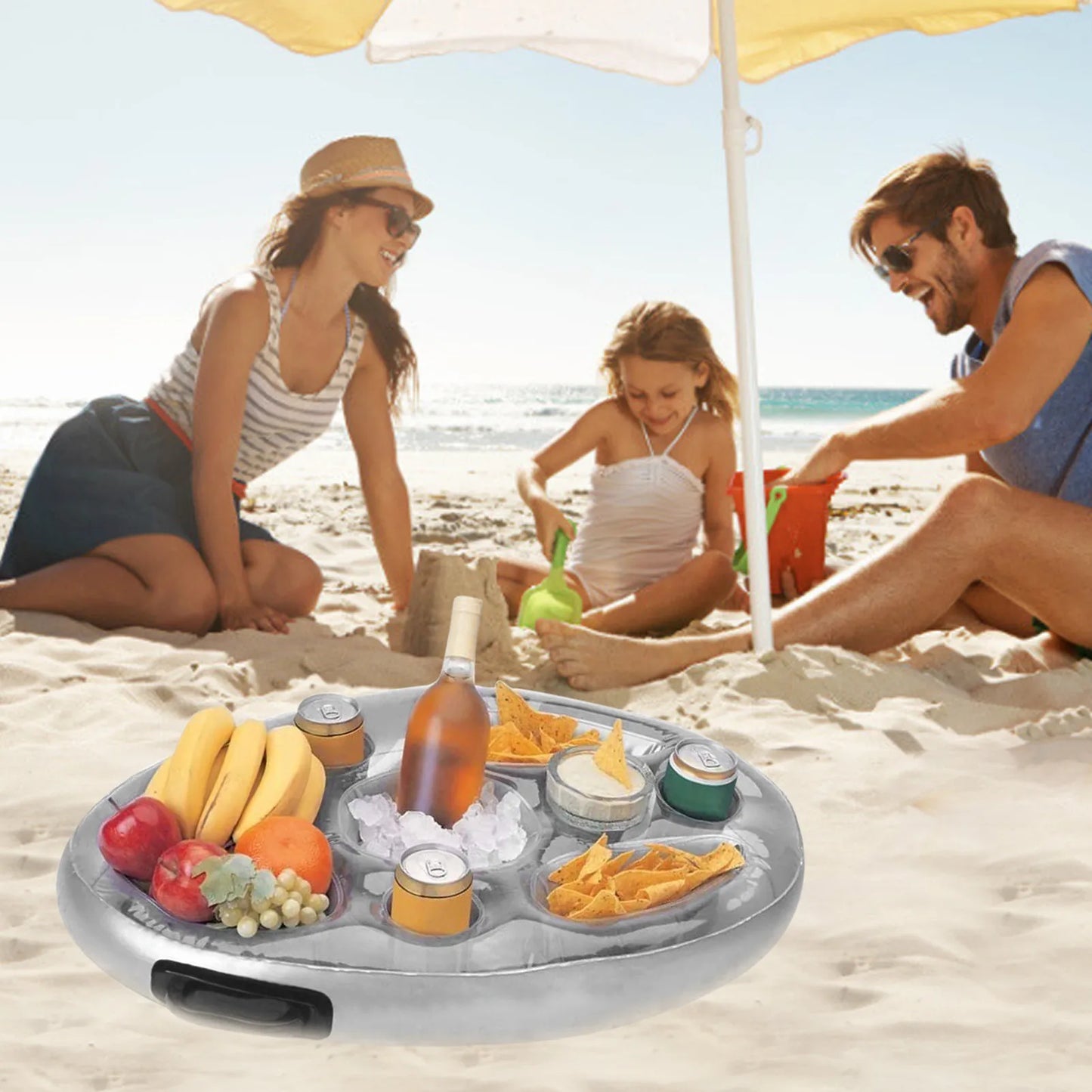Summer Party Bucket Cup Holder Iatable Pool Float Beer Drink Cooler Table Bar Tray Portable Beach Swimming Ring Accessories