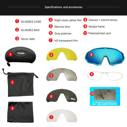 5 Lens Men Women 2025 Polarized UV400 Cycling Glasses Road Bike Sunglasses Running Riding Fishing Goggles Sport Bicycle Eyewear