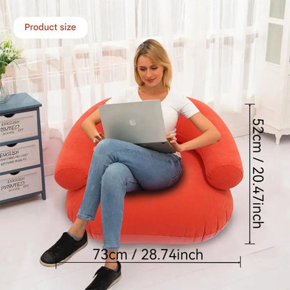 Inflatable Lazy Sofa U-Shaped Flocking Seat with Armrest Backrest Outdoor Pvc Indoor Portable Single Inflatable Sofa