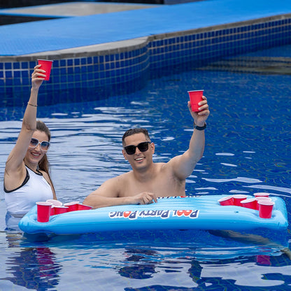 Summer Water Play Inflatable Float Board Cup Holder Design Swimming Pool Floating Mattress Party Game Float Row