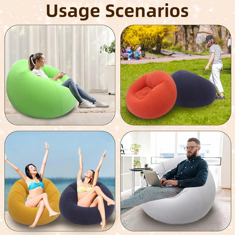 Inflatable Bean Bag Chairs Portable 9 Colors Blow up Chairs Lazy Sofa for Living Room Outdoor Camping Single Person