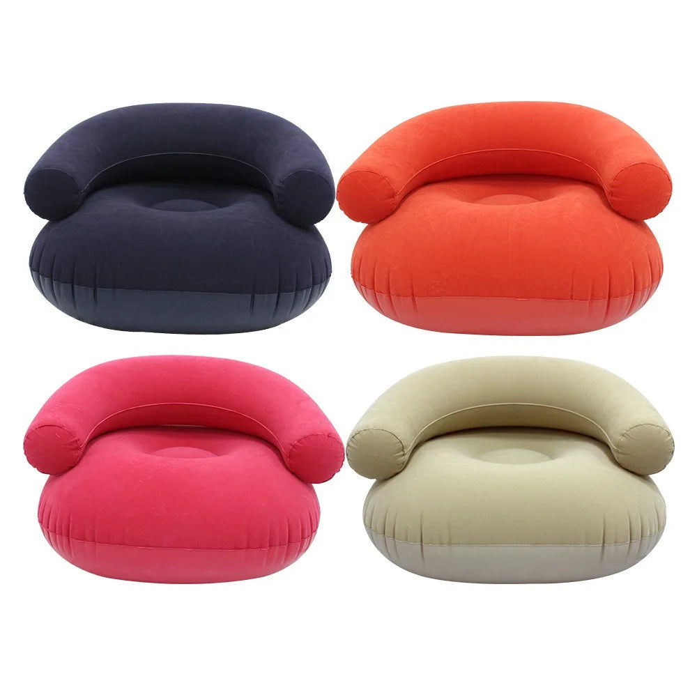 Inflatable Lazy Sofa U-Shaped Flocking Seat with Armrest Backrest Outdoor Pvc Indoor Portable Single Inflatable Sofa