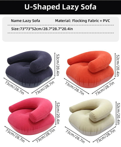 Inflatable Lazy Sofa U-Shaped Flocking Seat with Armrest Backrest Outdoor Pvc Indoor Portable Single Inflatable Sofa