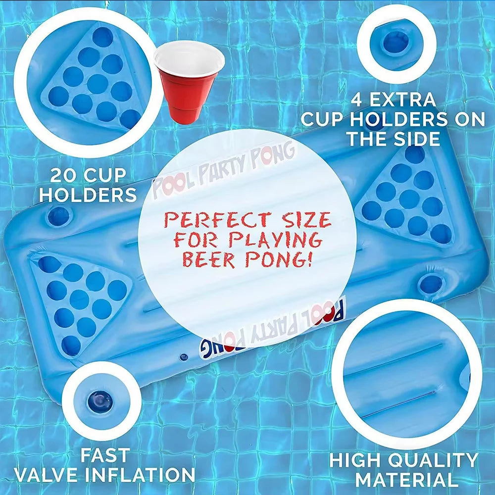 Summer Water Play Inflatable Float Board Cup Holder Design Swimming Pool Floating Mattress Party Game Float Row