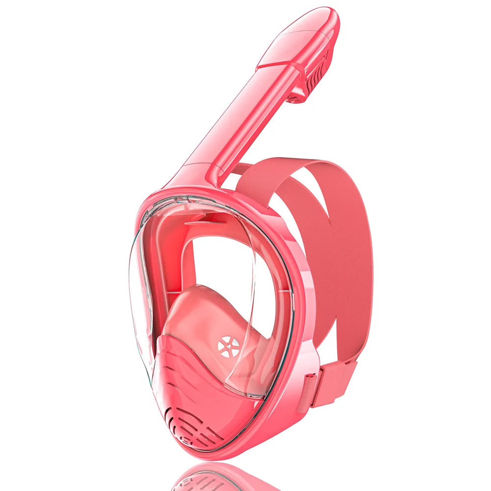 Kids Full Face Snorkel Mask Diving Mask with Detachable Camera Mount Wide View Anti-Fog Anti-Leak Snorkeling Swimming for Child