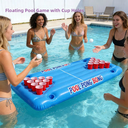 Summer Water Play Inflatable Float Board Cup Holder Design Swimming Pool Floating Mattress Party Game Float Row