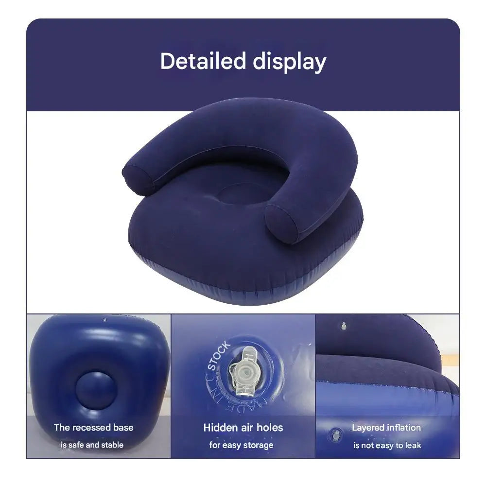 Inflatable Lazy Sofa U-Shaped Flocking Seat with Armrest Backrest Outdoor Pvc Indoor Portable Single Inflatable Sofa
