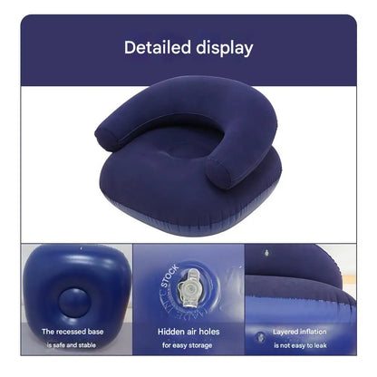 Inflatable Lazy Sofa U-Shaped Flocking Seat with Armrest Backrest Outdoor Pvc Indoor Portable Single Inflatable Sofa