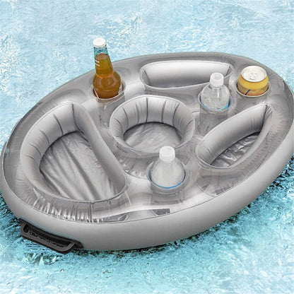 Summer Party Bucket Cup Holder Iatable Pool Float Beer Drink Cooler Table Bar Tray Portable Beach Swimming Ring Accessories