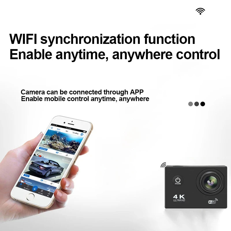 Ultra HD 4K Action Camera 1080P/30FPS 2.0 Inch Screen Wifi Remote Control Mini Cameras Waterproof DV Helmet Go Sport Camera Pro