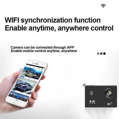 Ultra HD 4K Action Camera 1080P/30FPS 2.0 Inch Screen Wifi Remote Control Mini Cameras Waterproof DV Helmet Go Sport Camera Pro