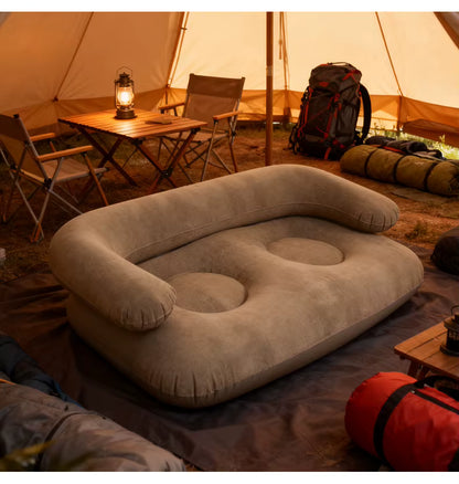 🛋️✨ Sofá Inflable Doble con Acabado Aterciopelado – Comodidad y Relax para Casa y Exterior
