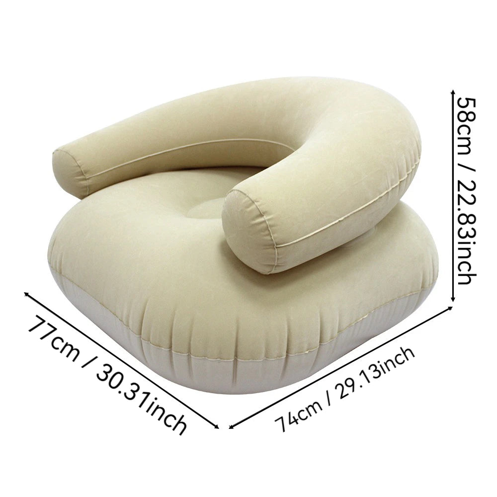 Inflatable Lazy Sofa U-Shaped Flocking Seat with Armrest Backrest Outdoor Pvc Indoor Portable Single Inflatable Sofa