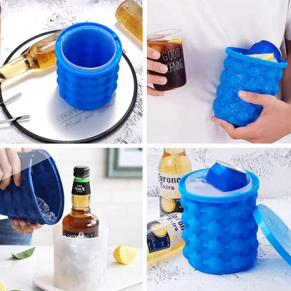 1-3Pcs Ice Cube Mold Ice Tray Large Silicone Ice Bucket (2-In-1) round Ice Bucket for Bars Clubs Restaurants Kitchen Drink Tools