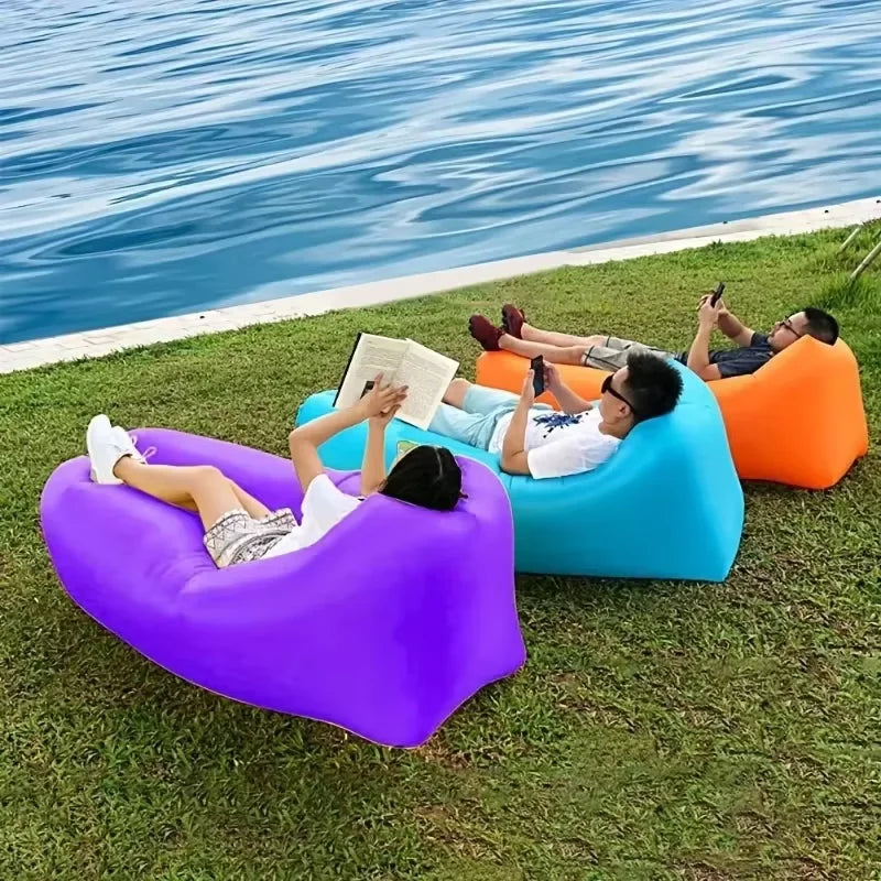 Outdoor Lazy Inflatable Sofa for Nap, Beach Chair, Portable Airmattress for Picnic, Camping Inflatable Mattress, Air Bed for Mus