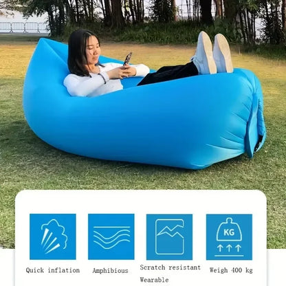 Outdoor Lazy Inflatable Sofa for Nap, Beach Chair, Portable Airmattress for Picnic, Camping Inflatable Mattress, Air Bed for Mus