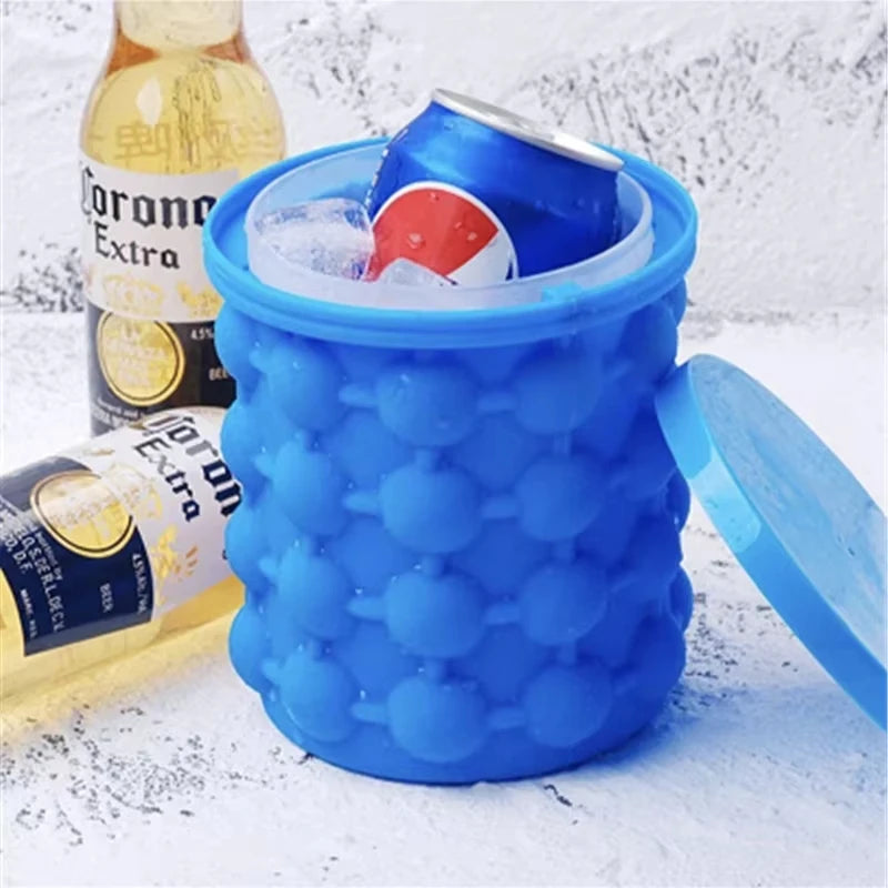 1-3Pcs Ice Cube Mold Ice Tray Large Silicone Ice Bucket (2-In-1) round Ice Bucket for Bars Clubs Restaurants Kitchen Drink Tools