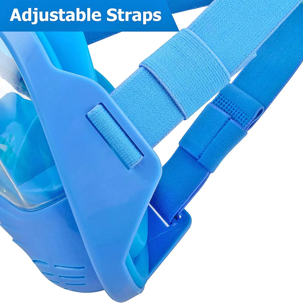 Kids Full Face Snorkel Mask Diving Mask with Detachable Camera Mount Wide View Anti-Fog Anti-Leak Snorkeling Swimming for Child