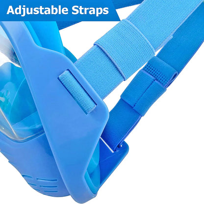 Kids Full Face Snorkel Mask Diving Mask with Detachable Camera Mount Wide View Anti-Fog Anti-Leak Snorkeling Swimming for Child