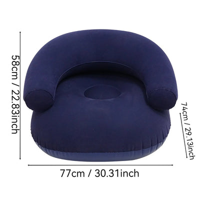 Inflatable Lazy Sofa U-Shaped Flocking Seat with Armrest Backrest Outdoor Pvc Indoor Portable Single Inflatable Sofa