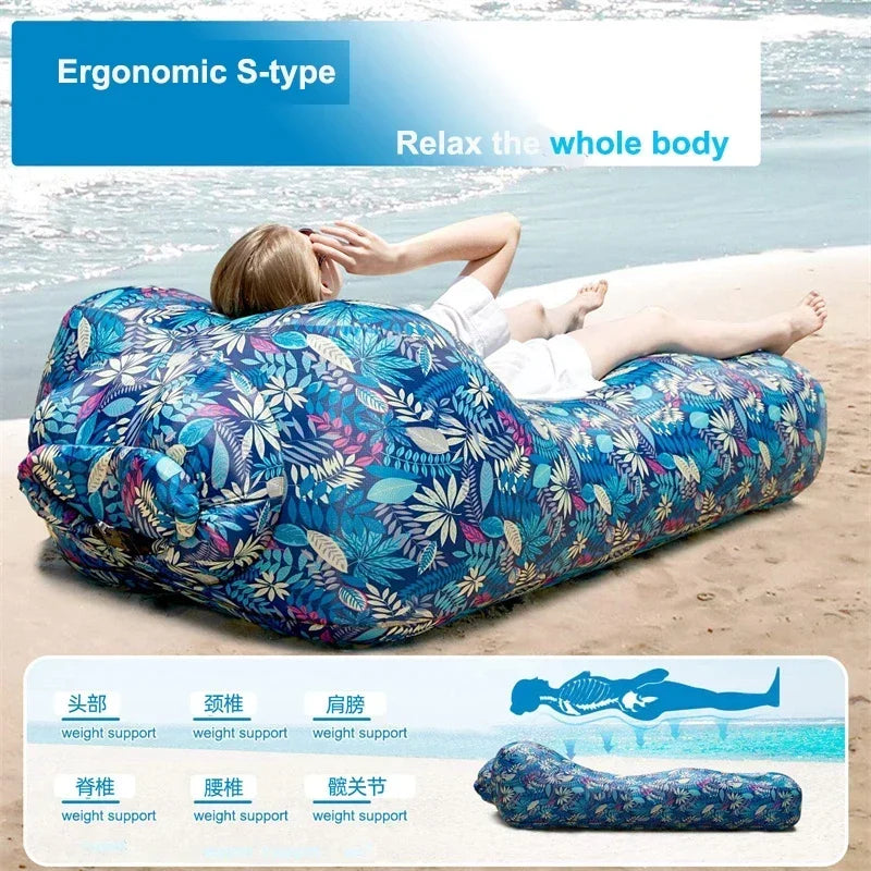 Inflatable Sofa Bed to Sleep Double Mattress Ultralight Weight Seats Air Self Haiking Trips Bed Camping Supplies Widesea Pillow